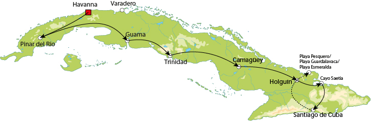 CU RUNDREISE Natur und Tradition durch ganz Kuba Map